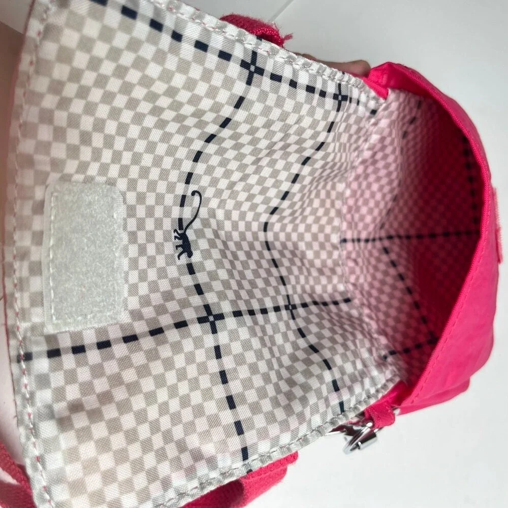 Kipling Pink Crinkle Nylon Crossbody Bag Mini Messenger Travel Shoulder Bag